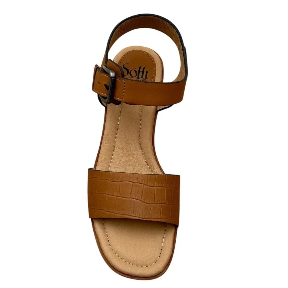 Sofft Garin Women’s Wedge Sandals Size 8.5‎ Brown Open-toe Hook & loop Closure
